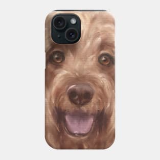 Oil Painting of a Cute and Furry Dog Smiling With Golden Hair Phone Case