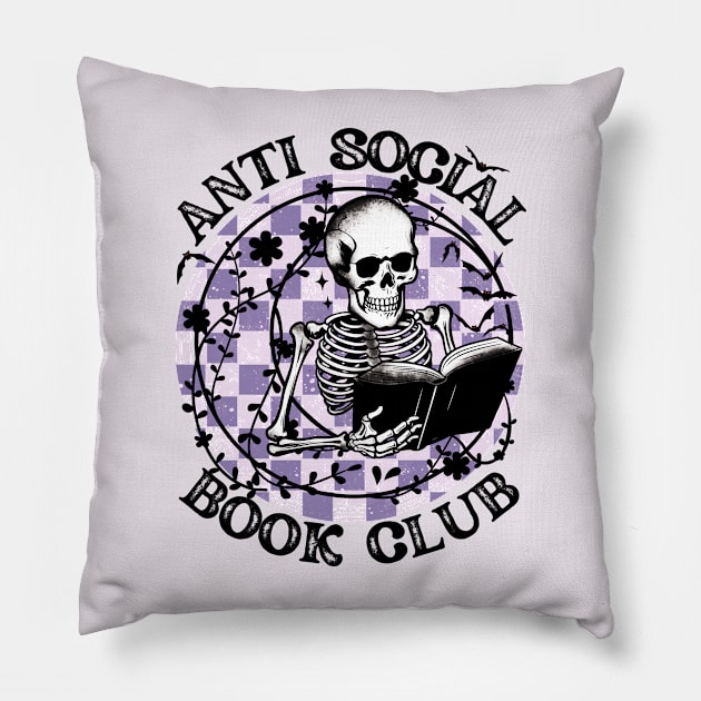 "Antisocial Book Club" Skeleton Reading Pillow by FlawlessSeams