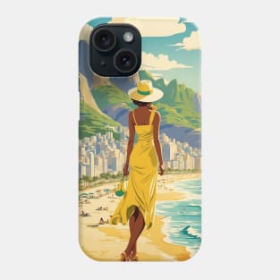 Ipanema Beach Brazil Vintage Tourism Travel Poster Phone Case