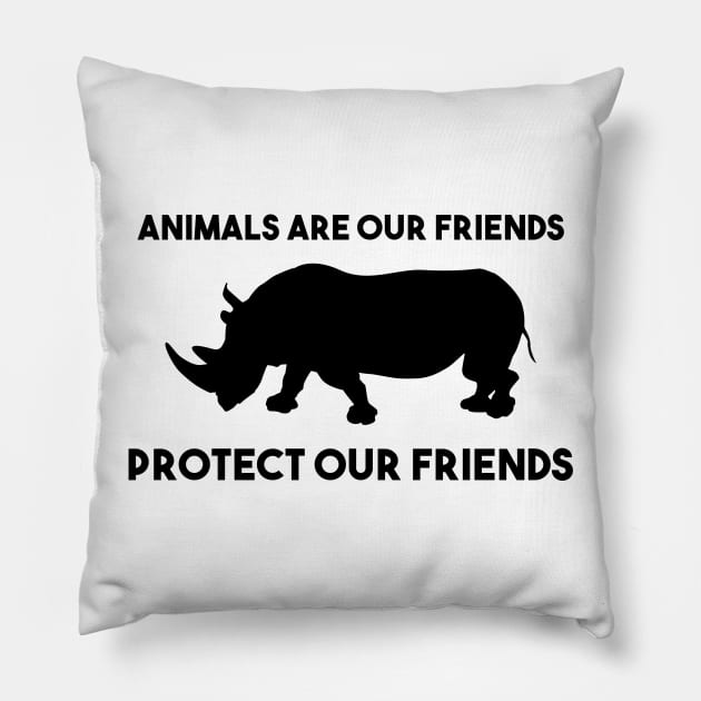 Protect our friends - rhino Pillow by Protect friends