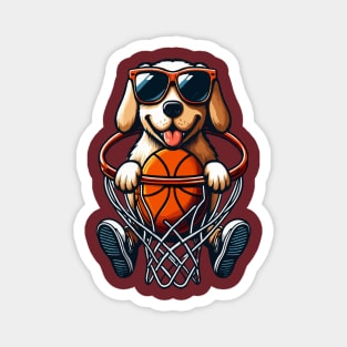 funny dog basketball Slam Dunked sport boys men kids Magnet