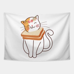 Funny Cat Flower Toast Tapestry