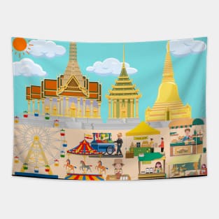 temple fair in Thailand Tapestry