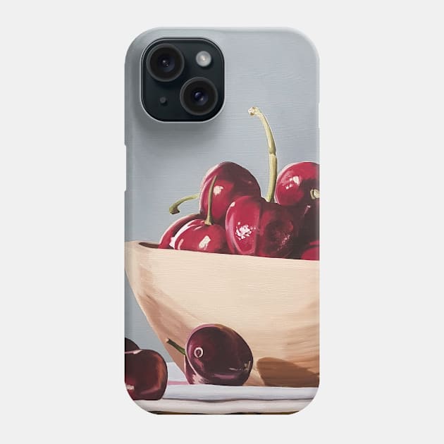 Painting of a Bowl of Cherries Phone Case by EmilyBickell