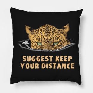 Angry Leopard Keep Your Distance Social Distancing Pillow