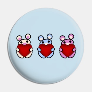 Three Chibis (Big Hearts) Pin