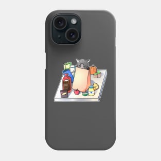 Cat in a bag with groceries Phone Case