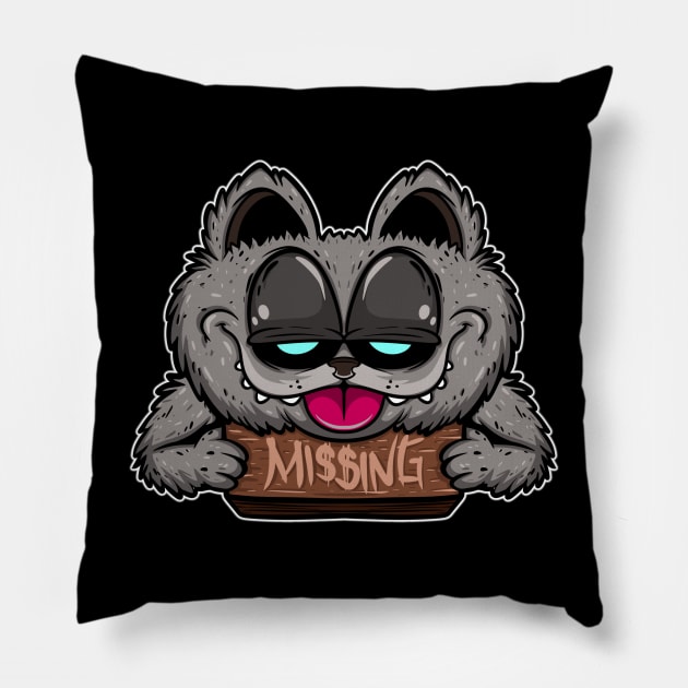 missing cat cartoon Pillow by Behold Design Supply