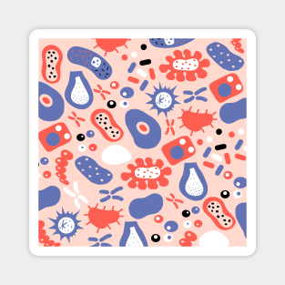 Biology pattern with microbes and bacteria cells Magnet