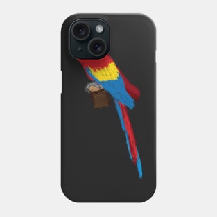 Artwork of a Sitting Scarlet Macaw Parrot Phone Case