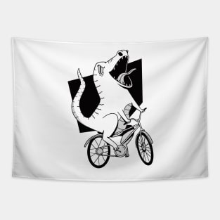 Funny bike dinosaur Tapestry