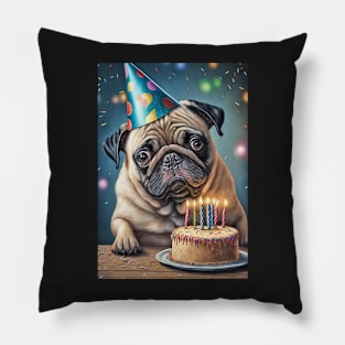 Pug Dog Birthday Card #1 Pillow