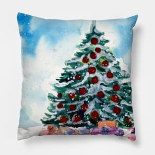 Snow Covered Christmas Tree Pillow