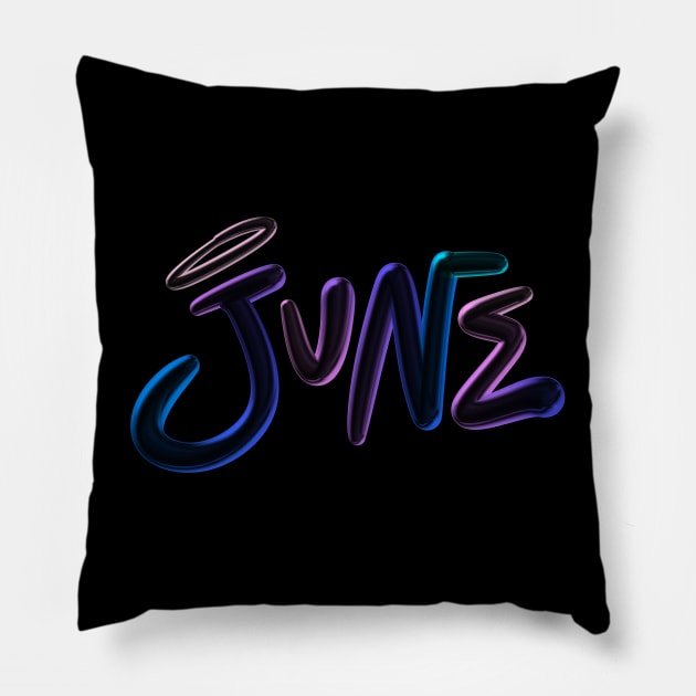 June Lettering Gift Pillow by yogisnanda