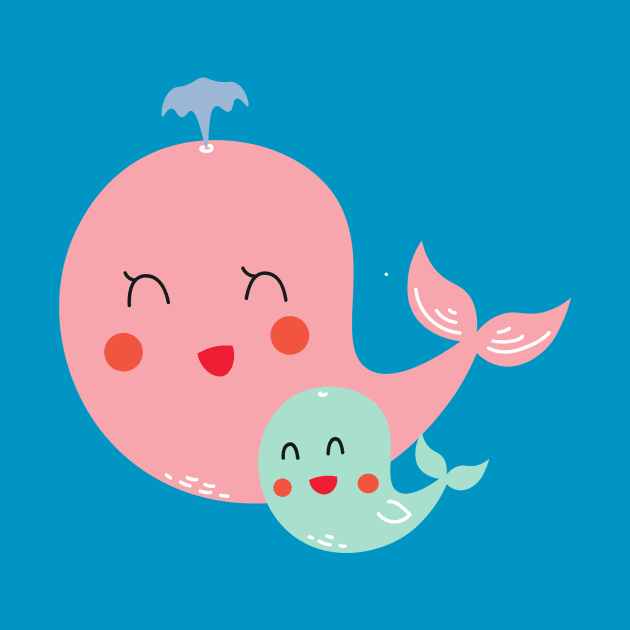 Mom and Baby Whale pink by nezar7