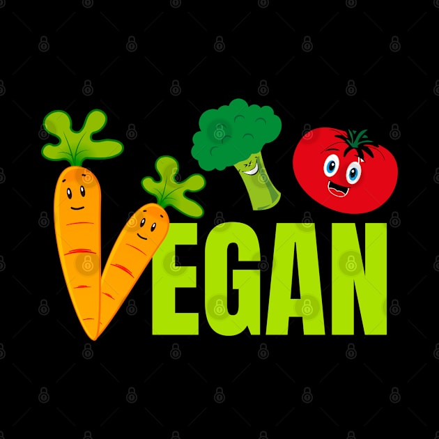 Vegan Power Funny Veggies by Whimsical Frank