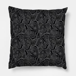 Topographic Map Pattern Black Version Pillow