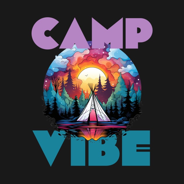 Camp Vibe Retro Colorful Sunset Print by Beth Bryan Designs