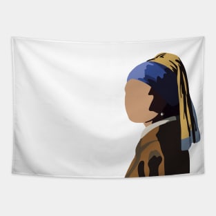 Minimal Girl with Pearl Earring Tapestry