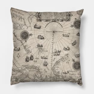 Vintage Map of the Arctic 1598 Pillow