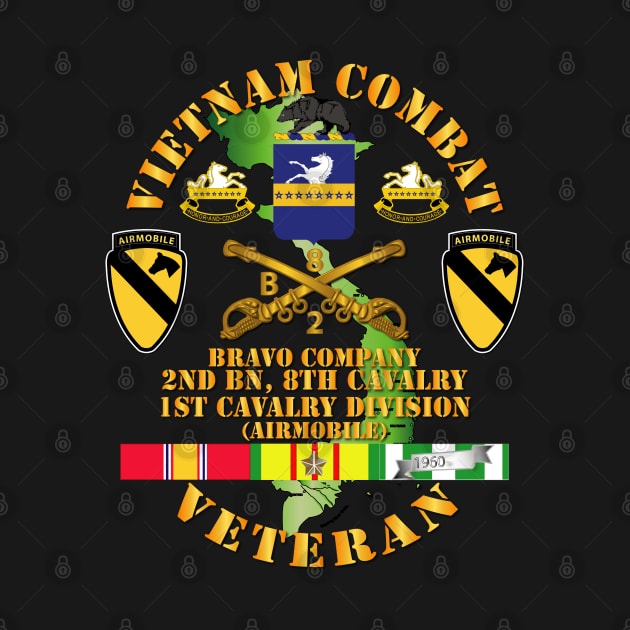 Vietnam Combat Cavalry Veteran w Bravo - 2nd Bn 8th Cav COA - 1st Cav Div SSI by twix123844