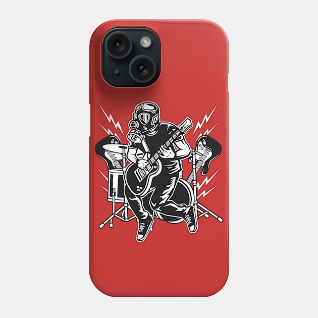 Apocalypse Rock // Guitar Player in Gas Mask Phone Case by SLAG_Creative