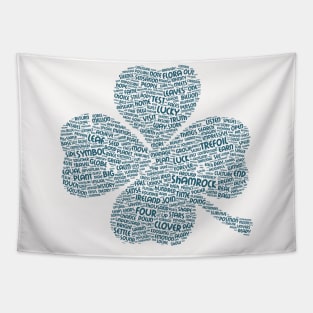 Shamrock Leaf Silhouette Shape Text Word Cloud Tapestry