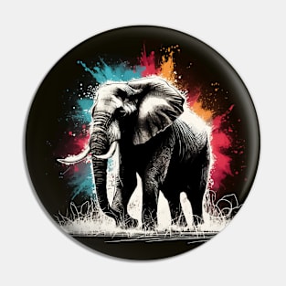 Monochromatic Black And White Elephant Pin