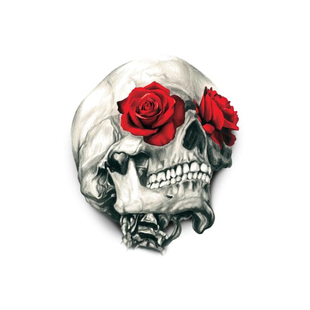 Rose Eye Skull by bonedesigns