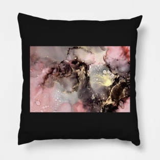 Blush, gold and black abstract asrt Pillow