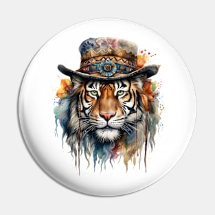 Watercolor Boho Tiger #2 Pin