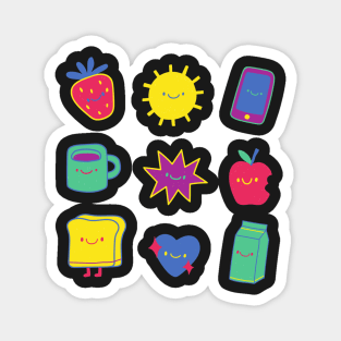 Cute Funky Pack Smiling Faces Magnet