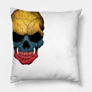 Colombian Flag Skull Pillow