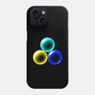 Triangle with Light Blue, Blue and Yellow Glass Balls Phone Case