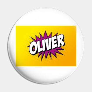 Personalised 'Oliver' Kapow Wow Cartoon Comic Design Pin