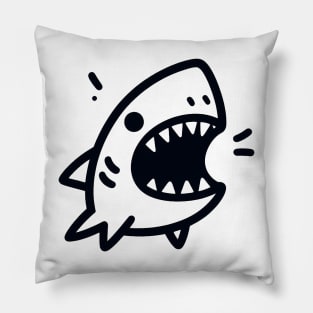 Stick Figure of a Shark in Black Ink Pillow