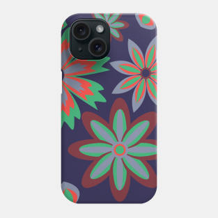 seamless pattern with leaves and flowers doodling style Phone Case