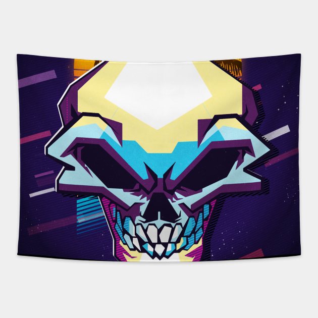 Skull retro80s Tapestry by Sakent