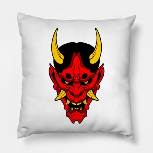 creepy demon mask illustration Pillow