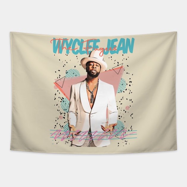 Retro Vintage Wyclef Jean // The Fugees Fan Art Design Tapestry by Nandin Putri