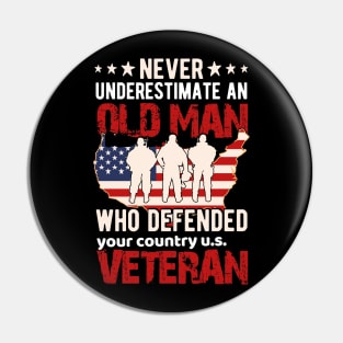 Old Man Veteran American Veteran Military Pin