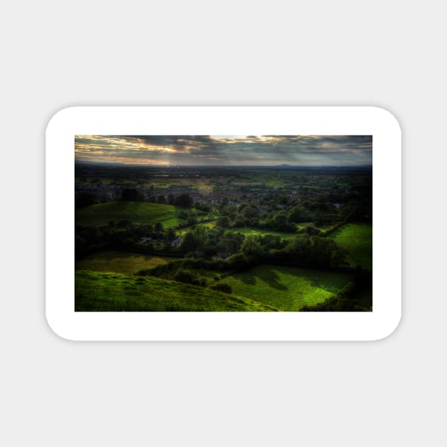 Sunset at Glastonbury Tor Magnet by Nigdaw