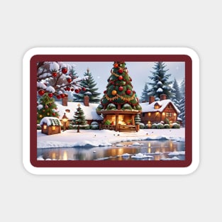 Christmas Cottage on the Lake Magnet