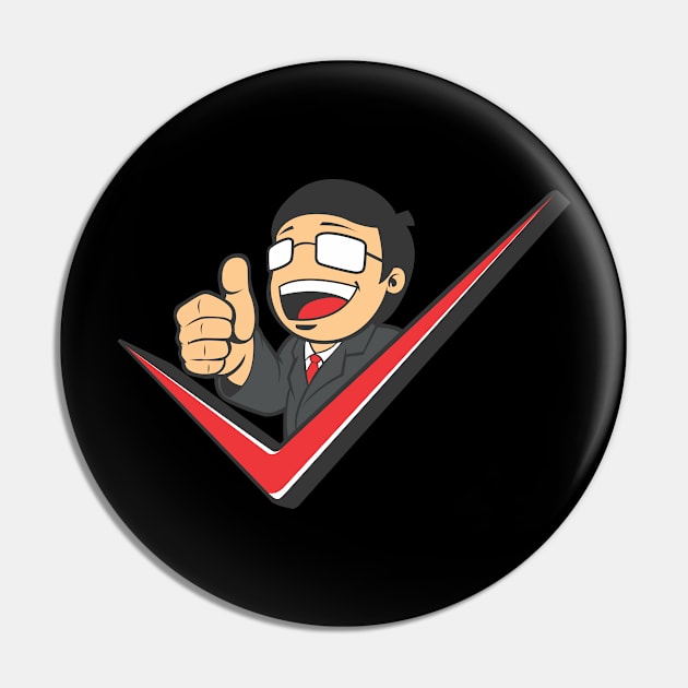 Businessman with Check Mark Thumb Up Pin by Asykar