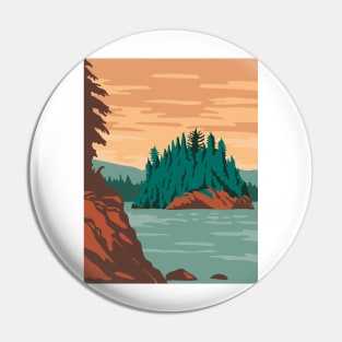 Isle Royale National Park and of islands in Lake Superior Michigan United States WPA Poster Art Color Pin