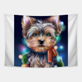 Cute Yorkshire Terrier Drawing Tapestry