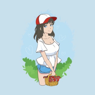 scenery depicting a Anime girl holding a picnic basket T-Shirt