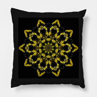 Yellow Chrysanthemum Light and Shadow Kaleidoscope pattern (Seamless) 22 Pillow