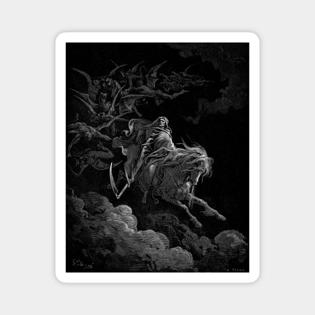 High Res Gustave Doré Illustration Death on a Pale Horse Magnet by tiokvadrat