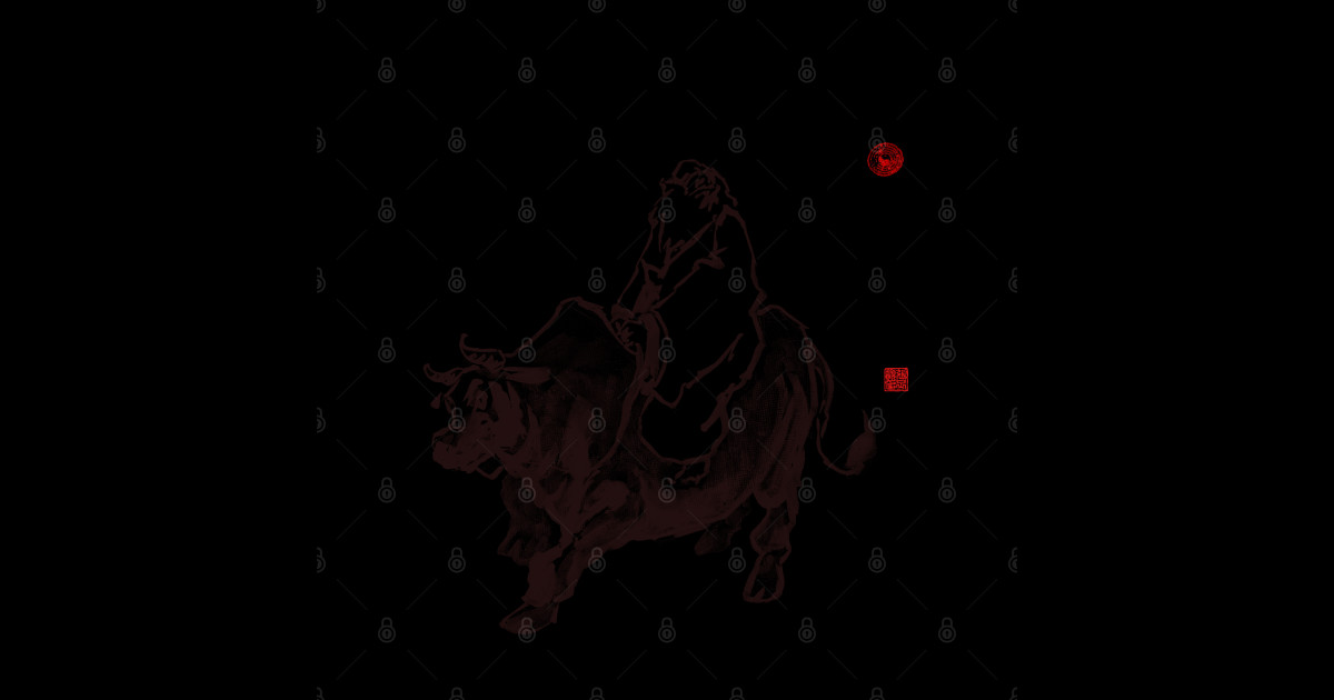 Laozi Riding Ox (normal way) Lao Tzu Sticker TeePublic